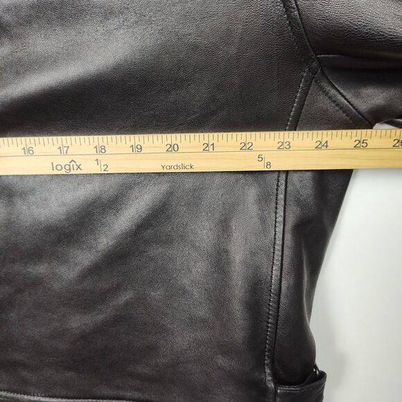 Marc New York Leather Full-Zip Coat Men's Large Black Lined Long Sleeves Pockets - Picture 3 of 7